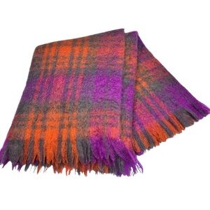 Avoca The Mill Mohair Wool Pink Purple Throw 58x33